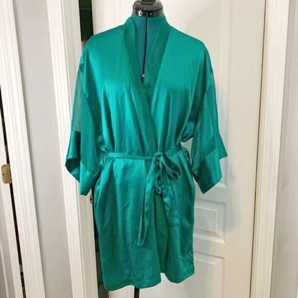 Victoria's Secret Gold Label Silky Lightweight Sheer Tie Vintage Kimono Robe - Picture 1 of 13